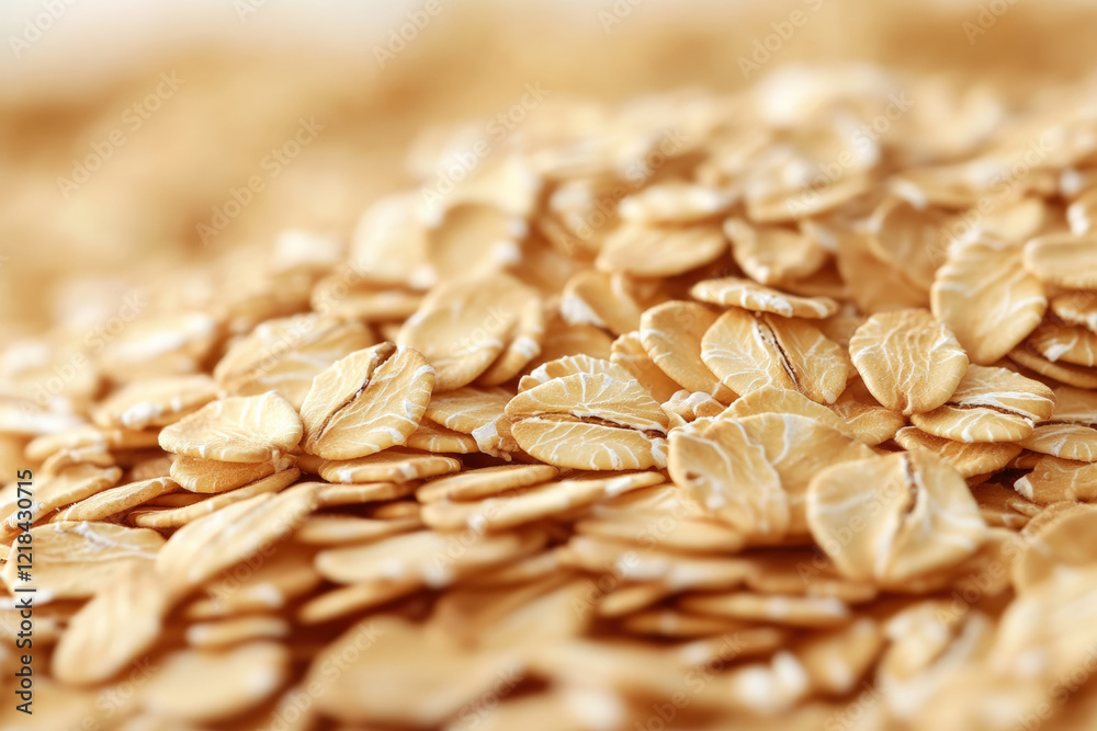 A detailed close-up image of rolled oats, which is perfect for a healthy breakfast cereal or baking ingredient. A detailed close-up image of rolled oats, which is perfect for a healthy breakfast cereal or baking ingredient.