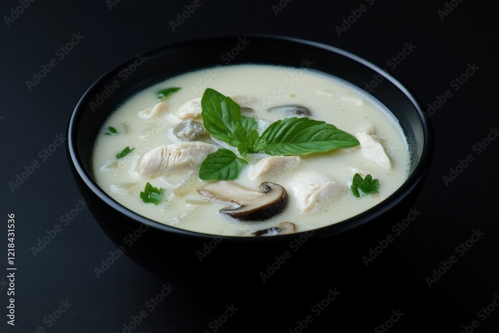 Creamy Coconut Chicken Soup with Mushrooms and Fresh Basil Creamy Coconut Chicken Soup with Mushrooms and Fresh Basil