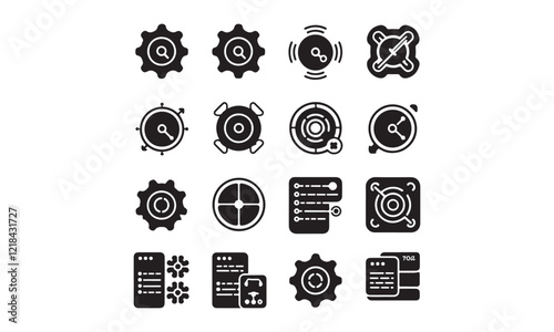 Settings and Configuration Icon Set Gears, Adjustments, and System Control Symbols