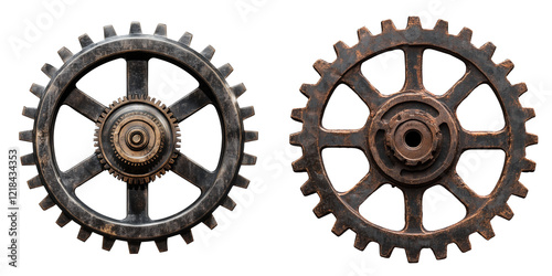 Set of a Rustic gear, isolated on transparent background.
