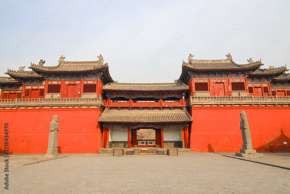 Fototapeta premium Imperial Tombs of the Northern Song Dynasty, Yongzhao Mausoleum (Tomb of Emperor Renzong of Song, Zhao Zhen), Gongyi, Zhengzhou, Henan, China