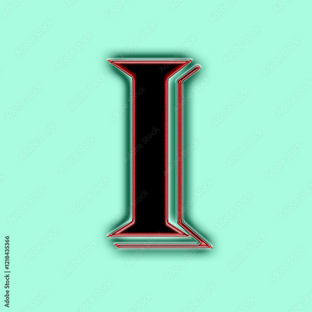 3d alphabet letter i capital in black and red button 3d alphabet letter i capital in black and red button