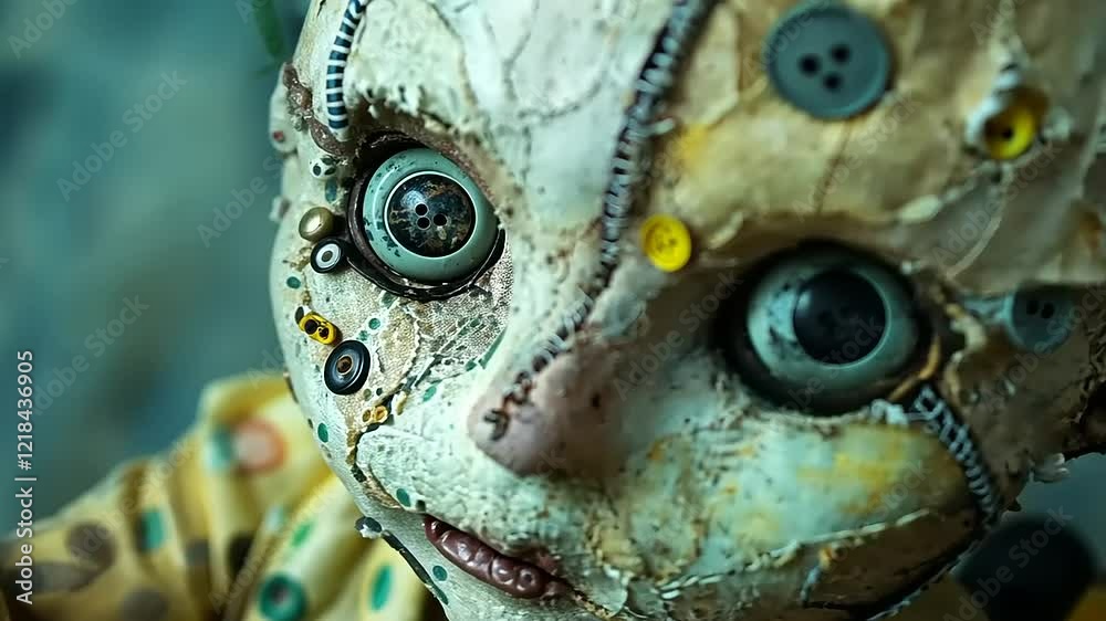 Disturbing Rag Doll Boy on a Vintage Bicycle