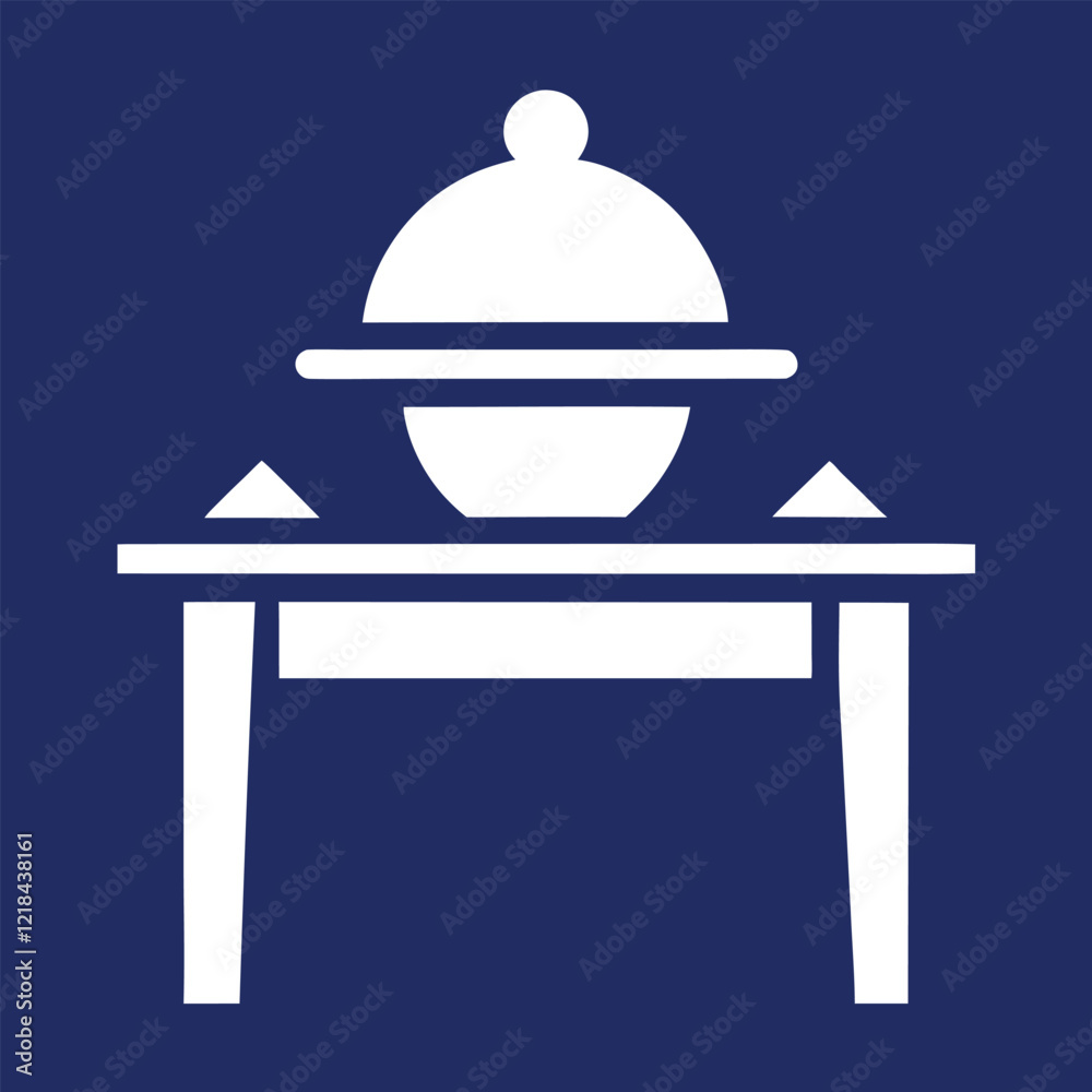 Simple Line Drawing of a Round Dining Table with Decor Simple Line Drawing of a Round Dining Table with Decor
