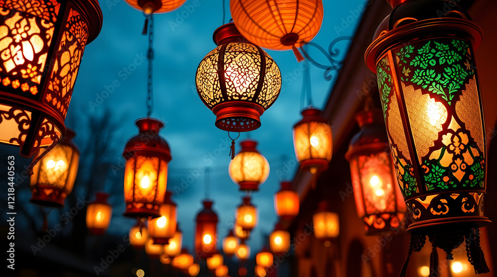 Fototapeta premium Ramadhan lantern background. Good for banner, poster, and greeting card. 