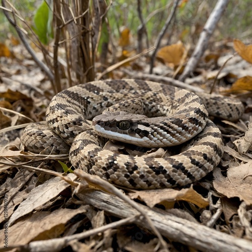 Courtship Display of Flying Snakes with Vibrant Colors During Mating Ritual photo