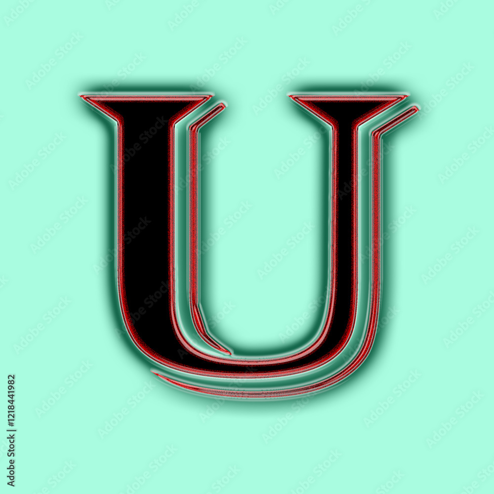 3d alphabet letter u capital in black and red button 3d alphabet letter u capital in black and red button