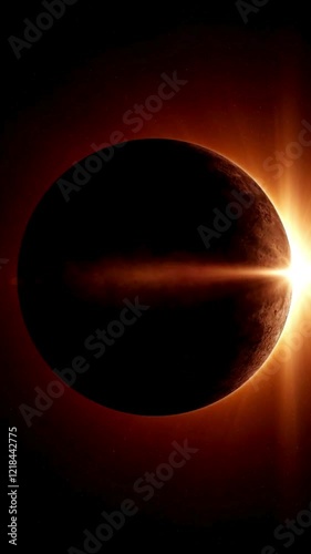 Stunning Solar Eclipse with Fiery Sunburst – Space Phenomenon in Cosmic Darkness