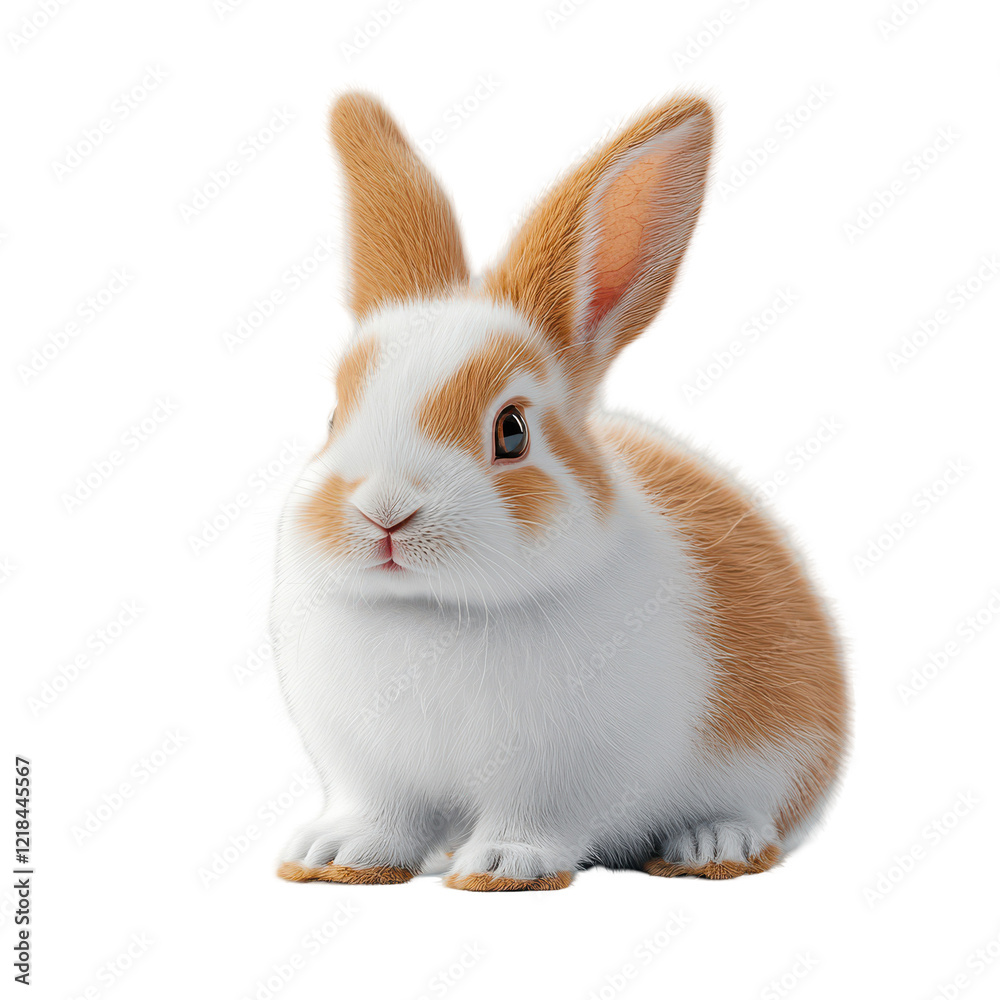 Obraz premium Adorable orange and white bunny rabbit sitting fluffy fur soft pet animal cute Easter bunny,