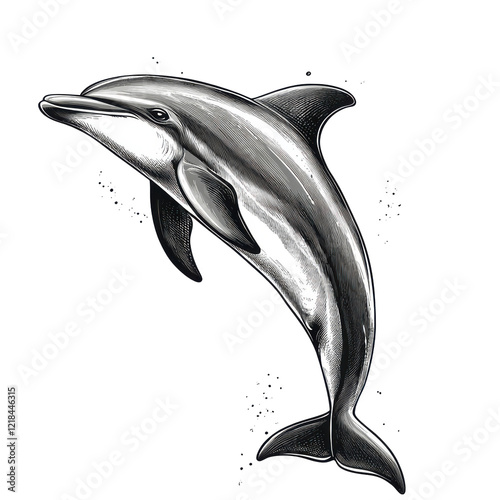 Wallpaper Mural Leaping Dolphin Black and White Ocean Mammal Art Torontodigital.ca