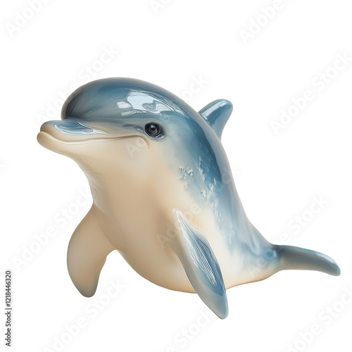 Adorable baby dolphin playful aquatic mammal ocean wildlife cute creature marine animal sea life blue beige colors photo