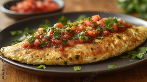 Wallpaper Mural Delicious omelet topped with fresh pico de gallo salsa and cilantro. Torontodigital.ca