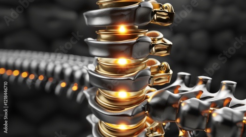 3d illustration of spinal column with implant and screw placement for enhanced stability photo