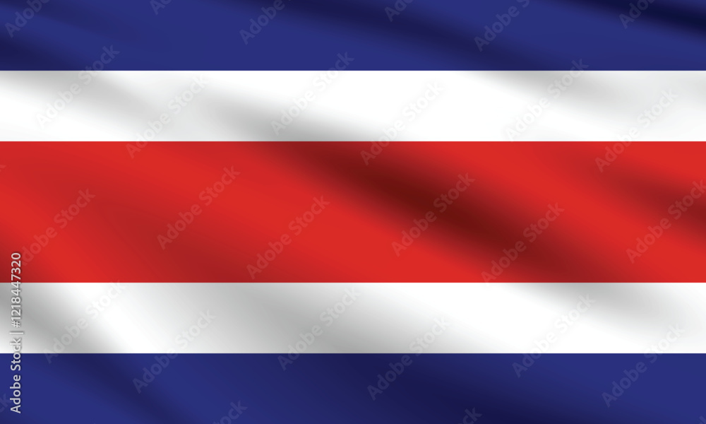 Fototapeta premium Costa Rica flag official colors and proportion digital vector illustration. Pleated flag.