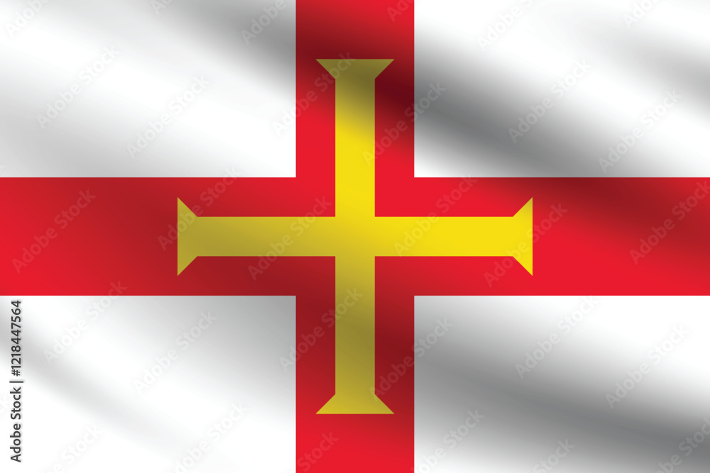 Fototapeta premium Guernsey flag official colors and proportion digital vector illustration. Pleated flag.
