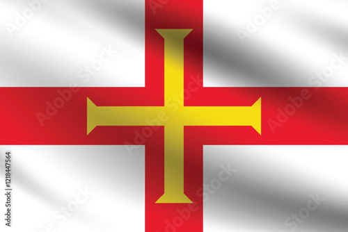 Guernsey flag official colors and proportion digital vector illustration. Pleated flag.