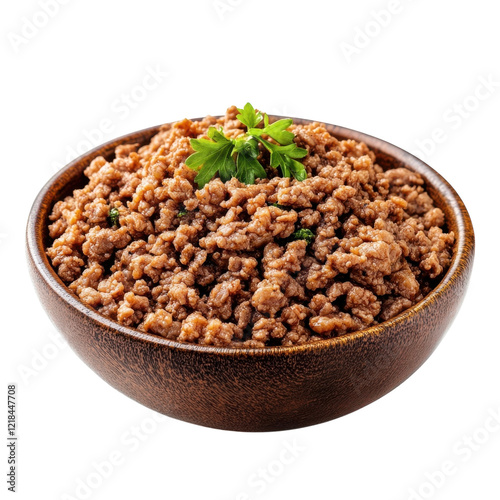 Ground Meat White Background on transparent background. photo