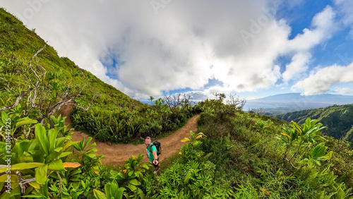 Hike with me alone the green Maui Waihee Trail which is full green during summer time photo