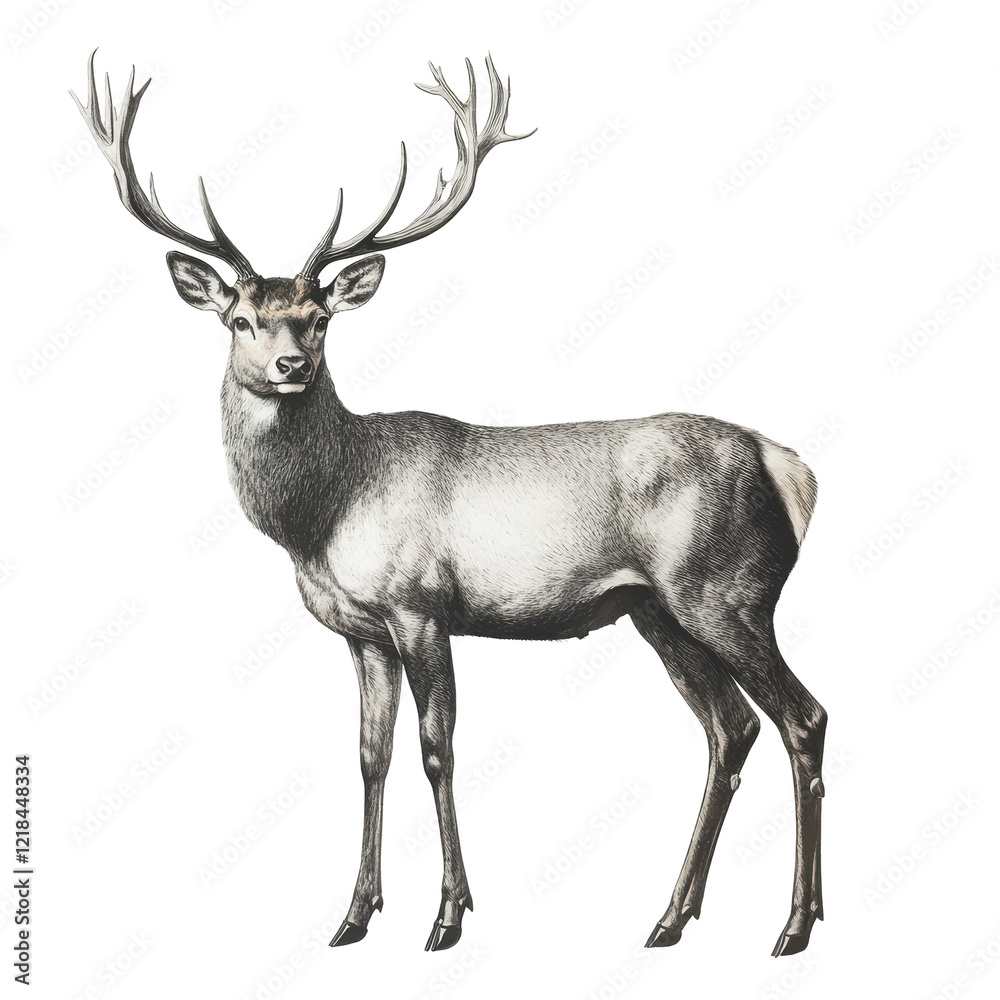 Fototapeta premium Majestic Deer Elegant Antlers Dark Background Wildlife Art