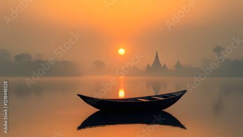 Mahakumbh sunset view boat in water, sangam prayagraj || ganga yamuna || triveni sangam || prayagraj || sangam || kumbh mela photo