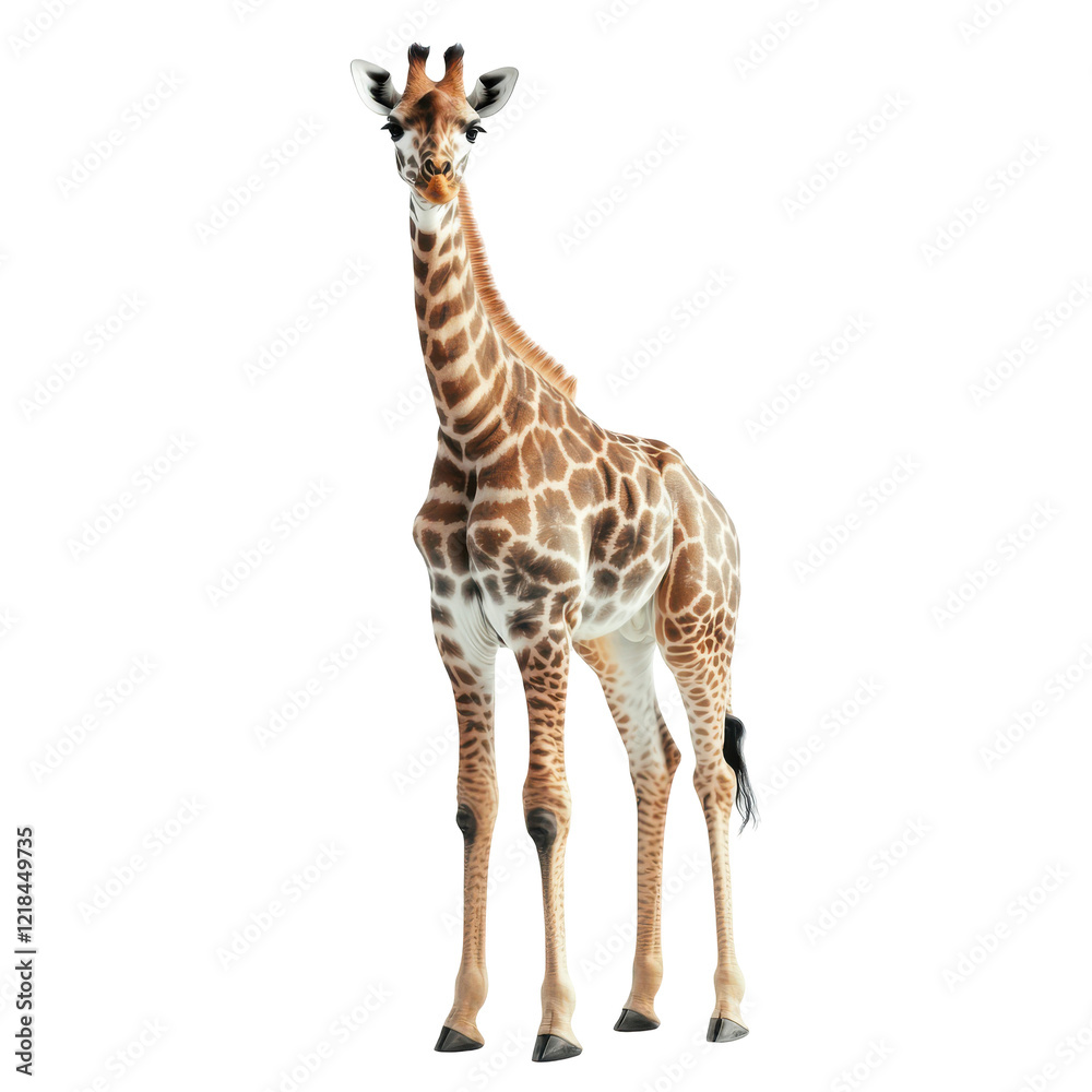 Obraz premium Young Giraffe Isolated Black Background Wildlife Animal Portrait