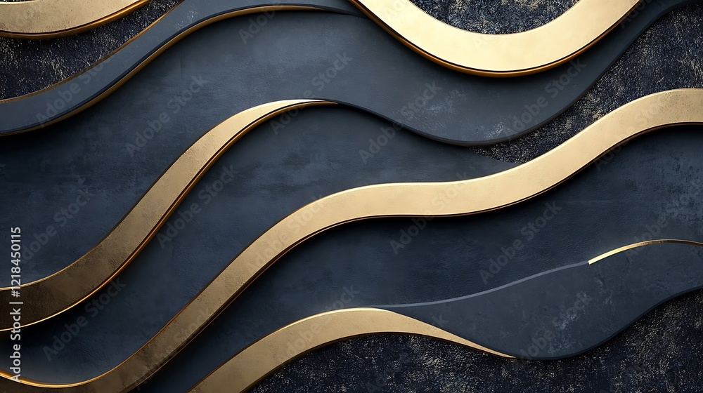 Obraz premium Abstract Dark Blue Gold Wave Design