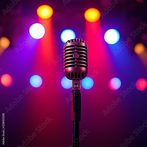 Microphone with a bright light in the background