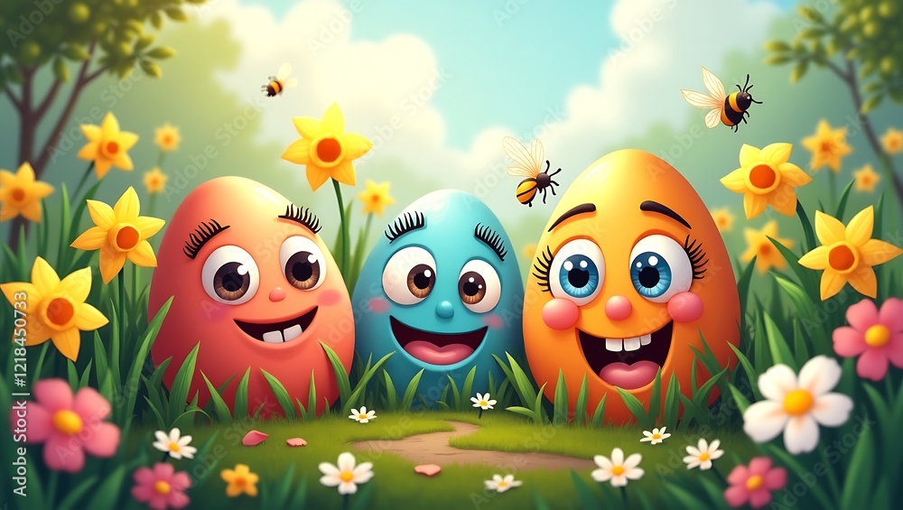 Obraz premium easter eggs on the grass