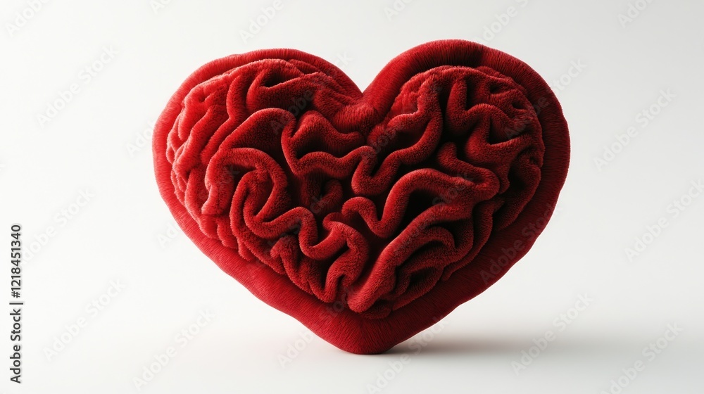 Red brain-shaped heart, studio shot, white background, Valentine's Day card Red brain-shaped heart, studio shot, white background, Valentine's Day card