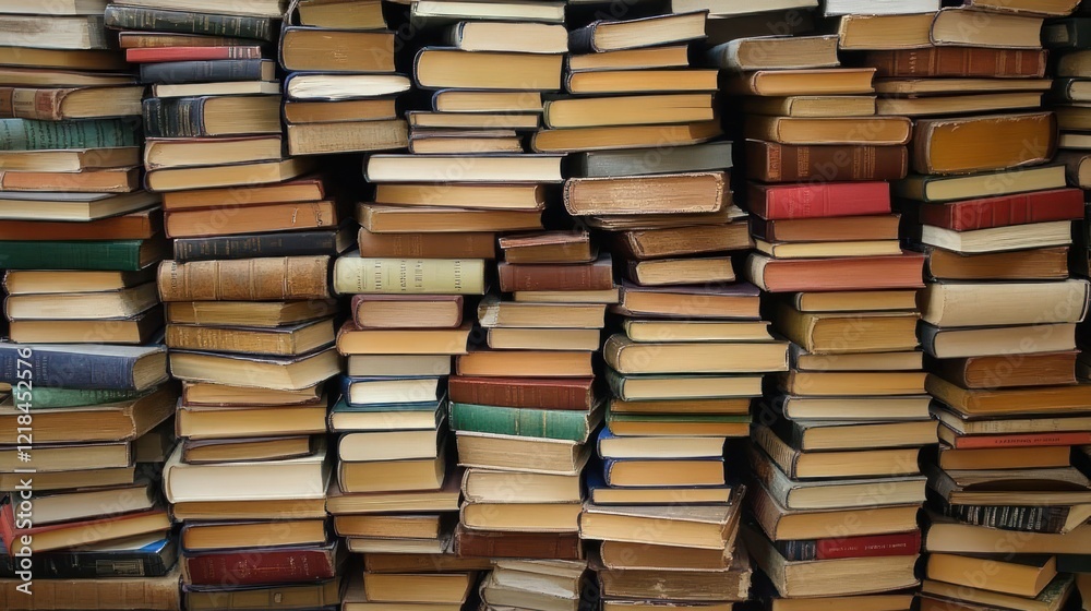 A large stack of various old books. A large stack of various old books.