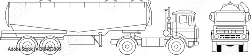 Vector sketch illustration silhouette design of industrial heavy equipment vehicle tank for transporting water and oil
