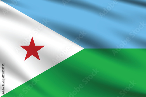 Djibouti flag official colors and proportion digital vector illustration. Pleated flag.