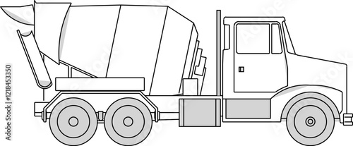 Vector sketch illustration silhouette design of construction industry heavy equipment vehicle for mixing cement