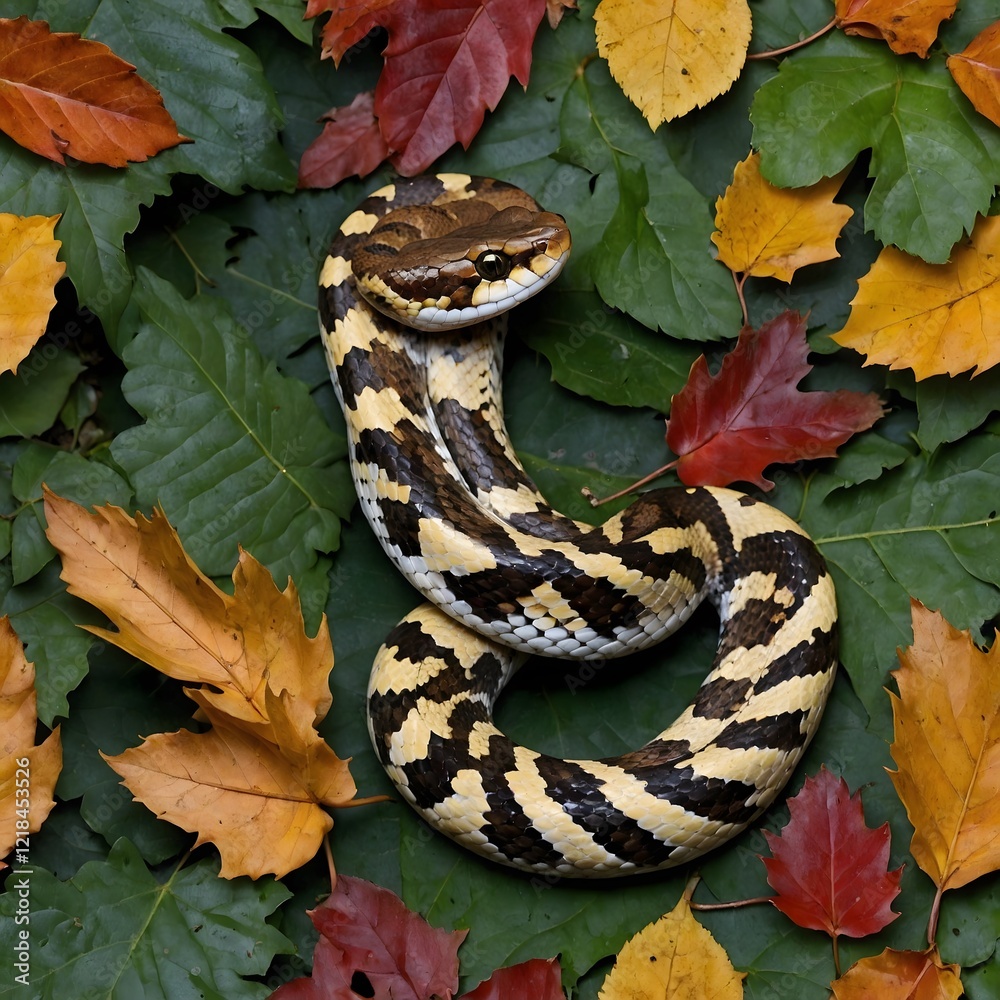 Obraz premium Eurasian Viper Through the Seasons A Beautiful Transformation from Spring to Winter