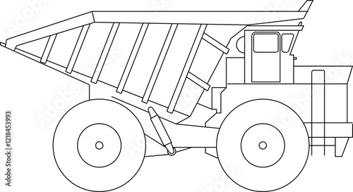 Vector sketch illustration of silhouette design of heavy equipment vehicle of construction industry for transporting material