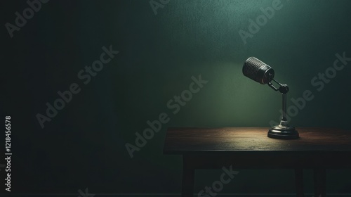 Desk lamp illuminates a dark room.