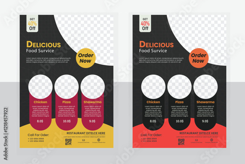 Modern clean and best vector food flayer design templates with organic shape. advantage your restaurant with our best food flayer design. photo