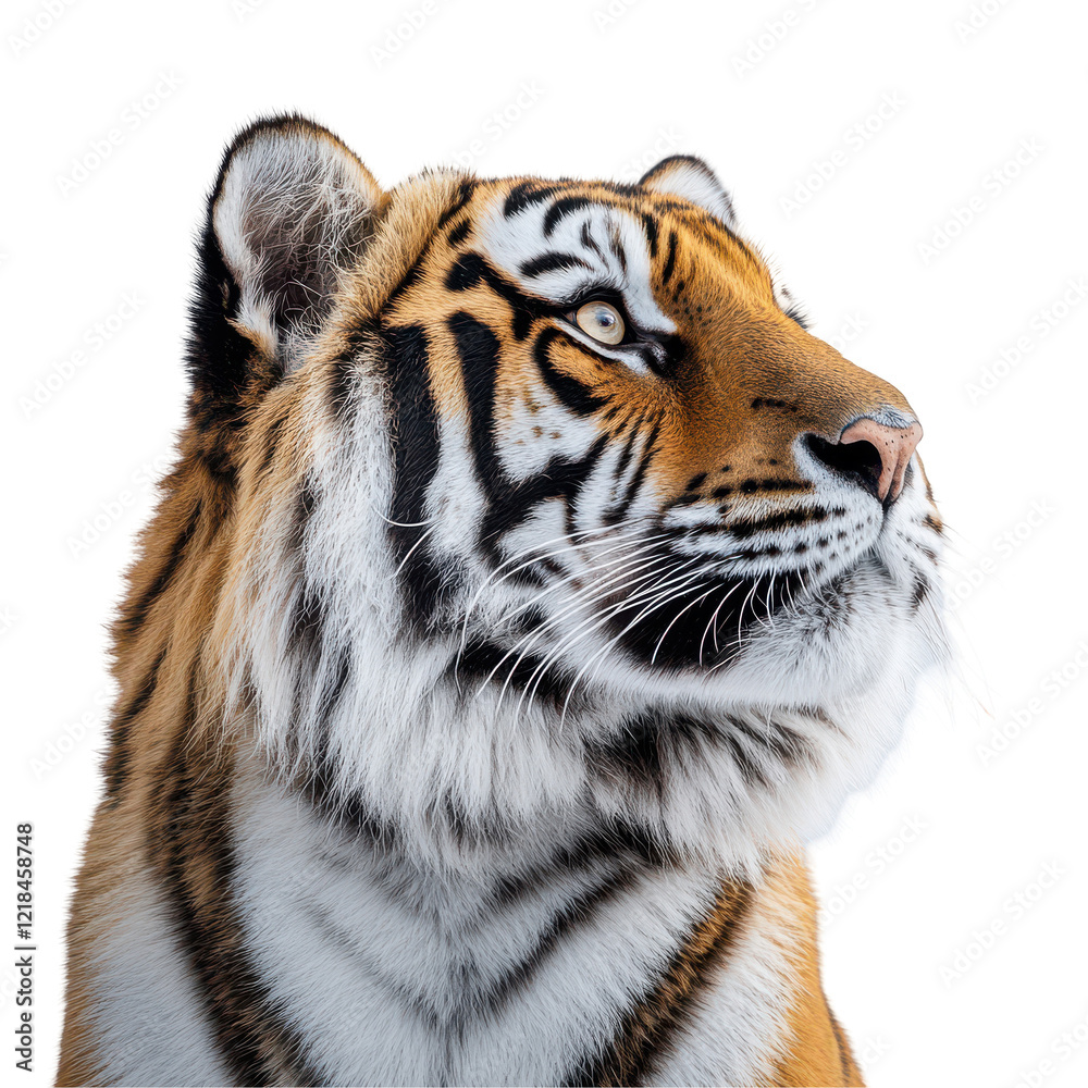 Obraz premium Majestic Tiger Portrait Striking Orange Black White Fur