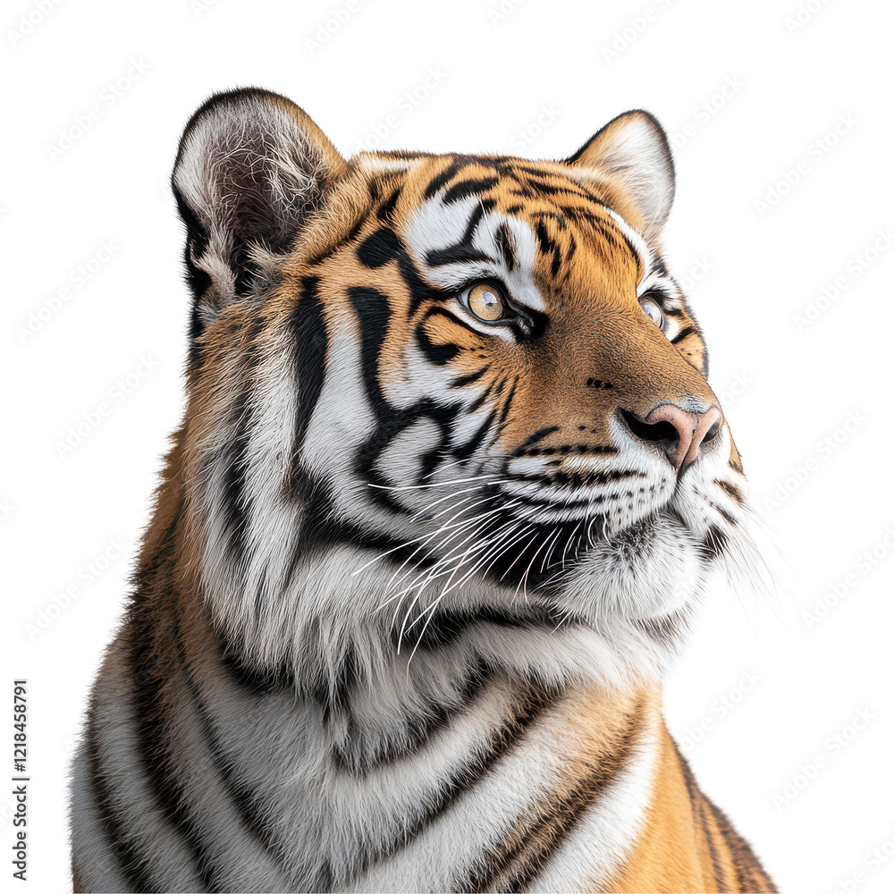 Fototapeta premium Majestic Tiger Profile Close Up Wild Cat Orange Black White Stripes