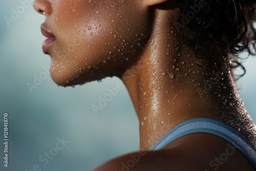 Wallpaper Mural Woman with sweat on skin after workout, showcasing fitness and health lifestyle. Exercise, natural beauty, and dedication to wellness in active living. Torontodigital.ca