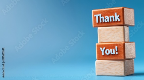 Thank you cards on wooden blocks studio digital art minimalist