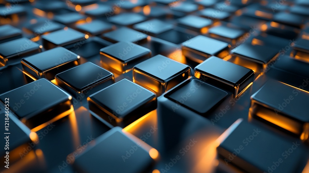 Obraz premium Illuminated Metallic Cubes Abstract Design