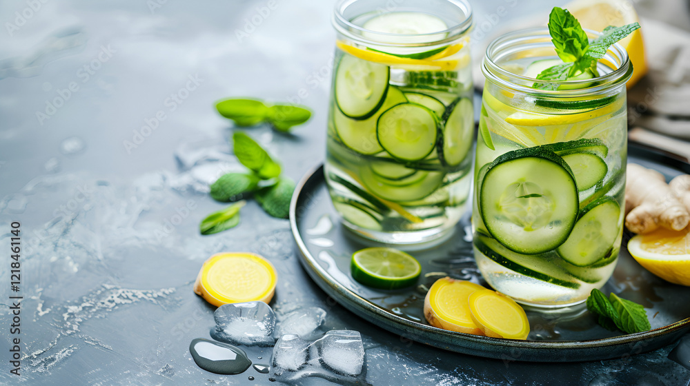 Infused detox water with cucumber lemon ginger Infused detox water with cucumber lemon ginger