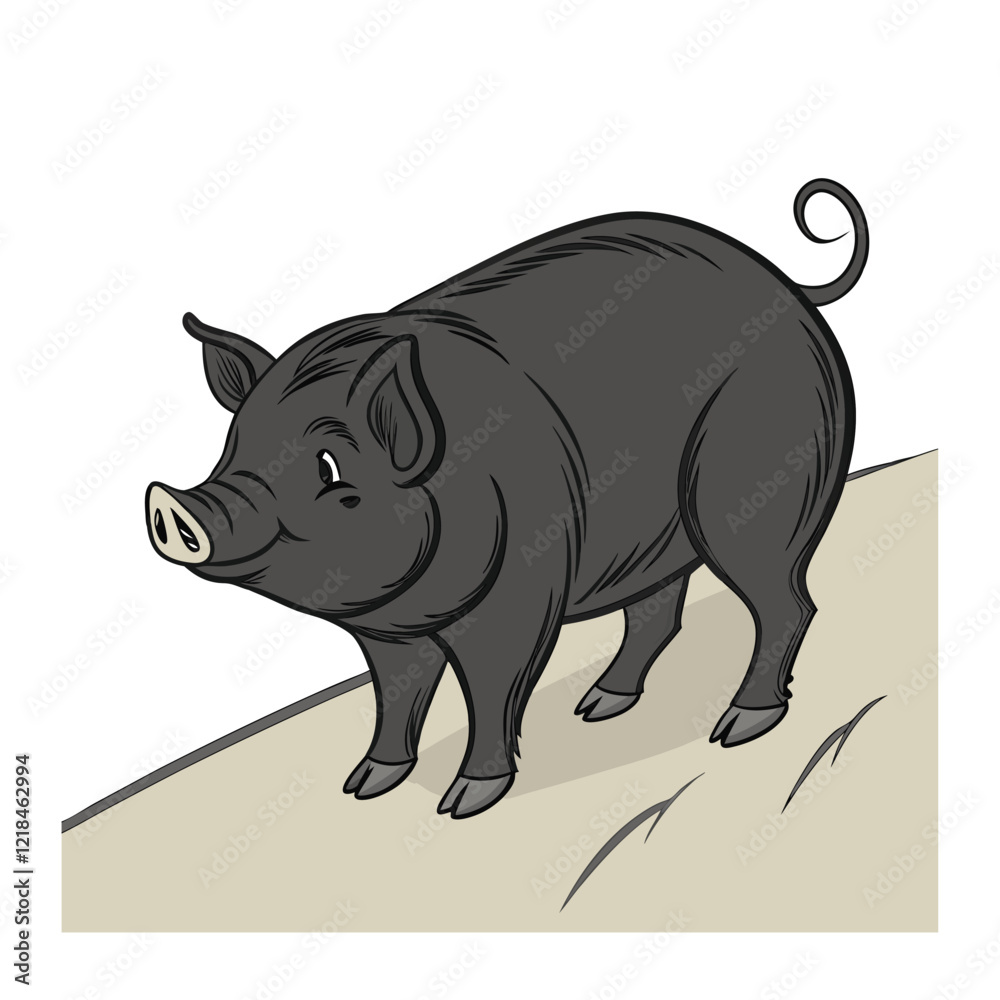 Fototapeta premium Stylized Black and White Pig Silhouette Design
