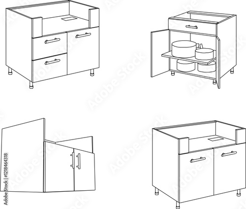 vector illustration design detail Bedside organizer on wheels for home kitchen set interior