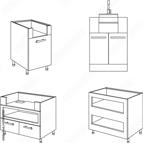vector illustration design detail Bedside organizer on wheels for home kitchen set interior