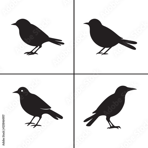 vector of black silhouette of bird