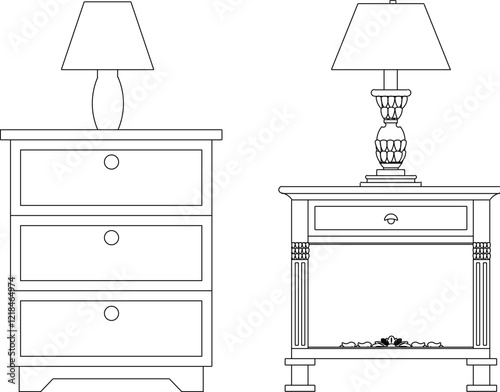 vector illustration design detail furniture Bedside Table classic vintage ethnic model