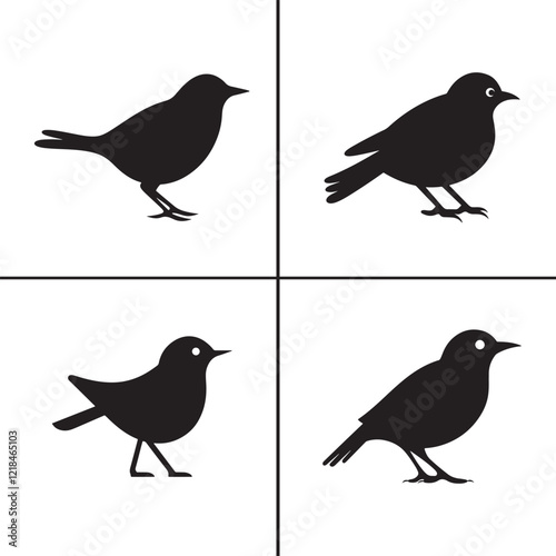 vector of black silhouette of bird