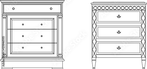 vector illustration design detail furniture Bedside Table classic vintage ethnic model